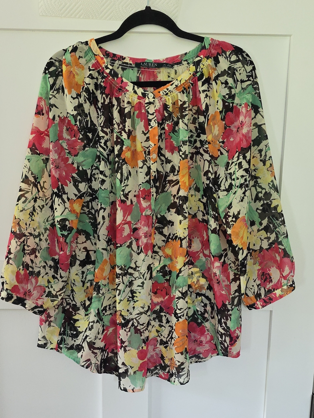 Ralph Lauren Floral Peasant Blouse - Multicolor XL